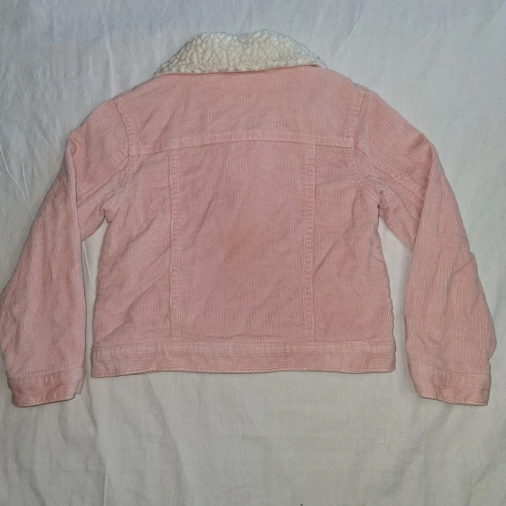 OshKosh‎ B'gosh Toddler Girl Pink Corduroy Sherpa Lined Trucker Jacket Size 3T